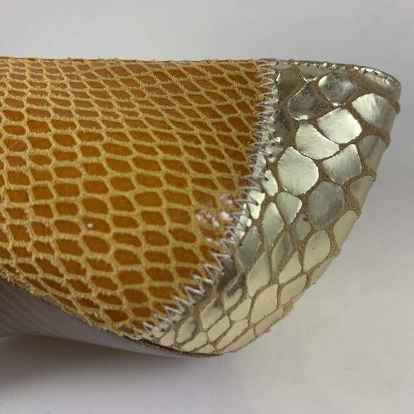 BCBG PARIS Gold Bosley Pump Heels Reptile Multicolor Embossed Leather Shoe 8.5 - Picture 5 of 12